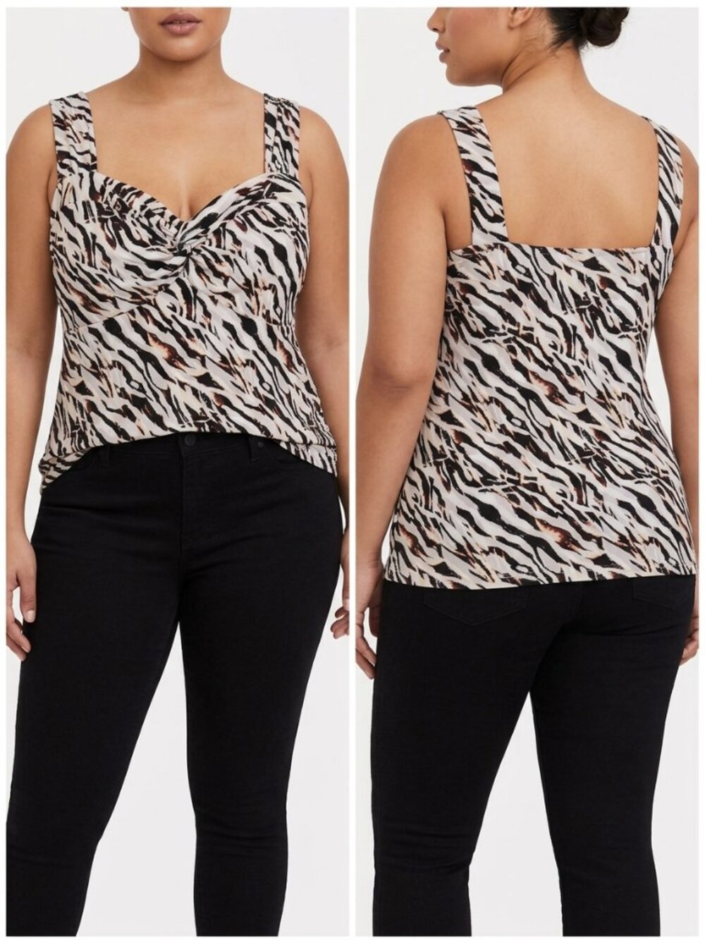Torrid Studio Knit Sweetheart Twist Crop Top Zebra Pristine Stripe 2X (18-20)